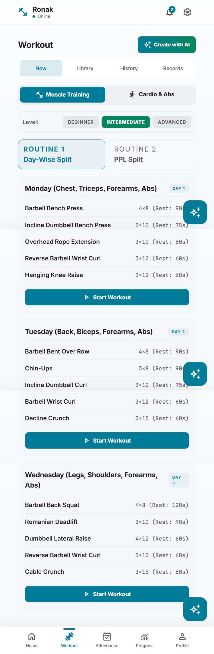 Member Workouts